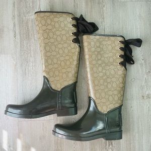 Authentic Coach Rain/Snow Boots w/ Lace up back
